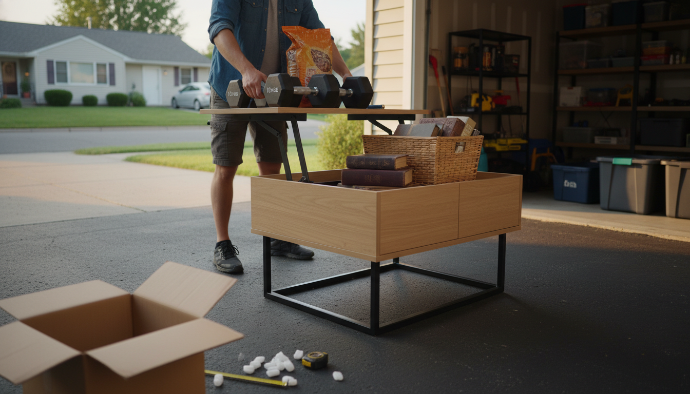 Lift-Top Coffee Table Raised Top Weight Limit (20–50 lbs)